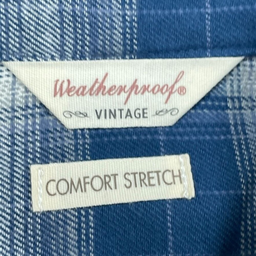 Weatherproof Vintage Blue Plaid Comfort Stretch Shirt Size S d0021 - Picture 3 of 15